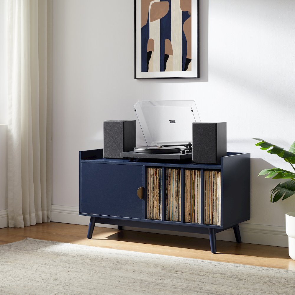 Skylar Mid-Century Record Player Cabinet with Vinyl Storage, Turntable Stand