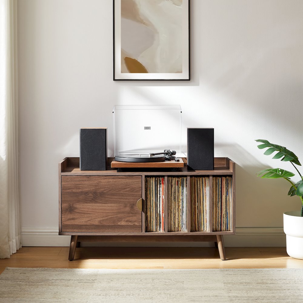 Skylar Mid-Century Record Player Cabinet with Vinyl Storage, Turntable Stand