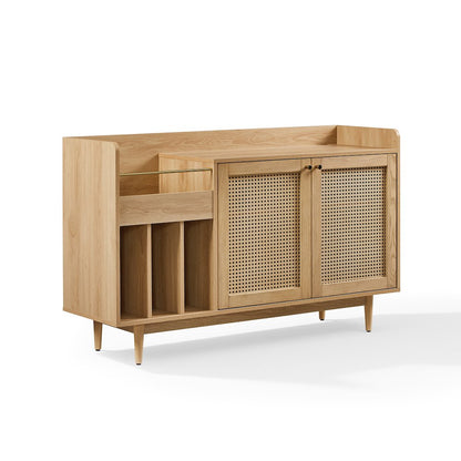 Maeve Record Player Cabinet, Vinyl Storage, Rattan Turntable Stand for Records