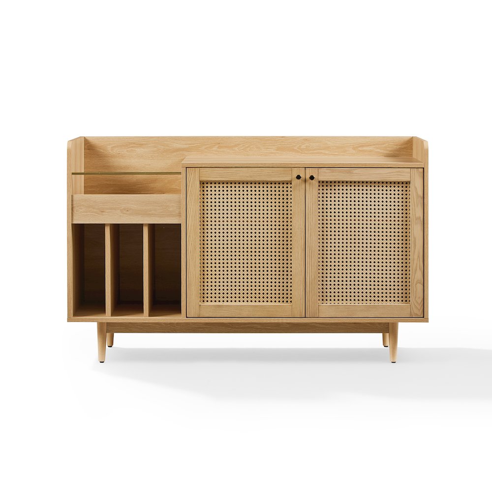 Maeve Record Player Cabinet, Vinyl Storage, Rattan Turntable Stand for Records