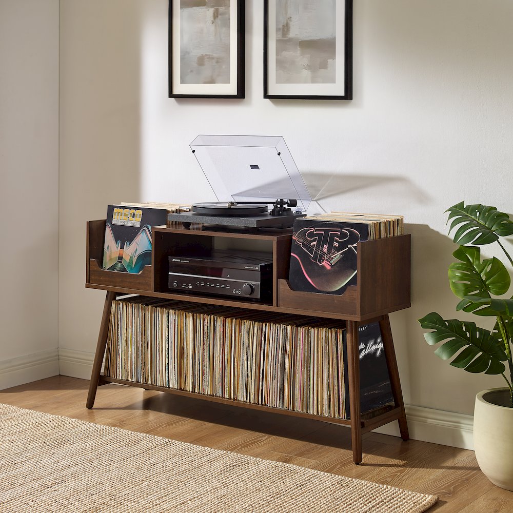 Memphis Medium Record Player Stand With Vinyl Storage Brown