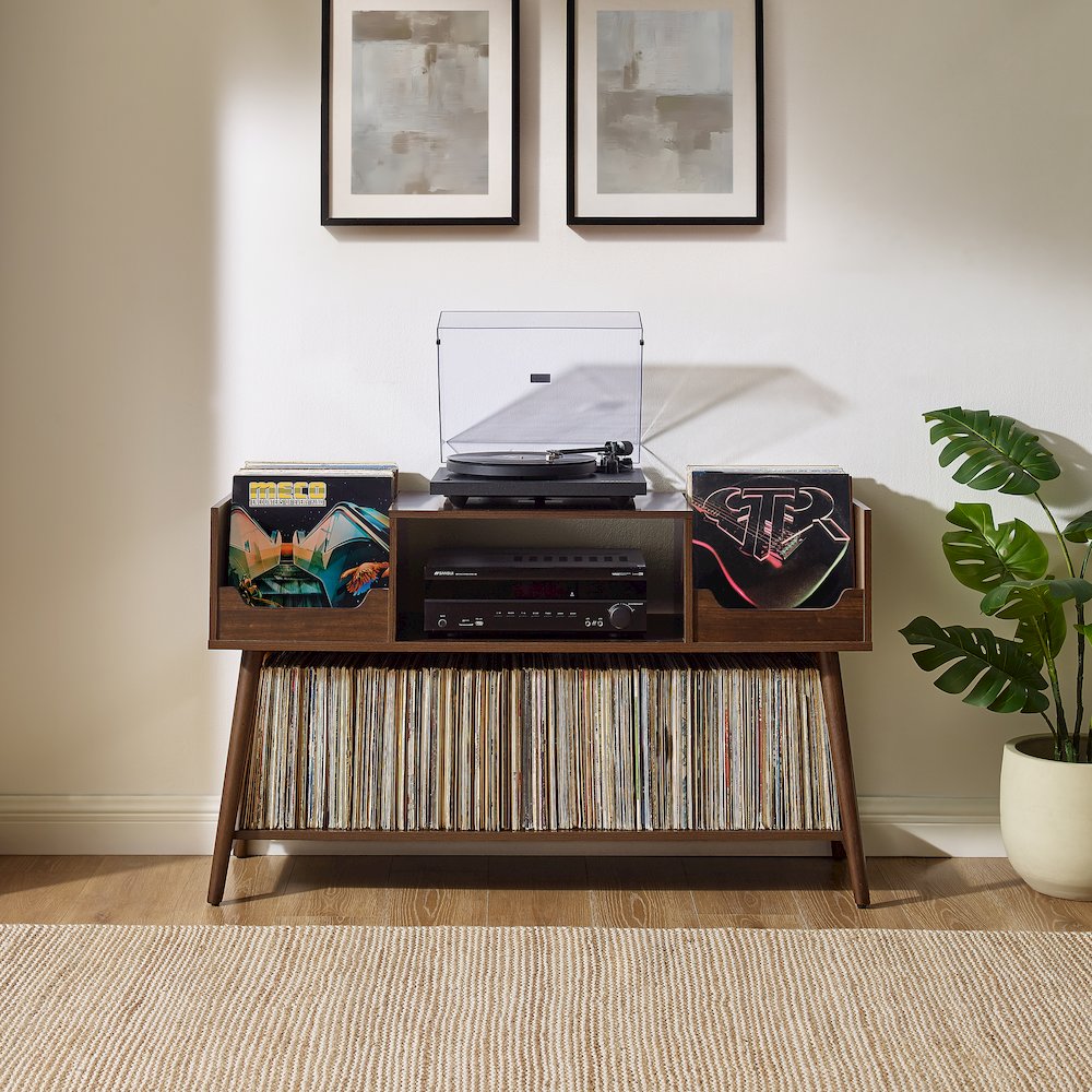 Memphis Medium Record Player Stand With Vinyl Storage Brown