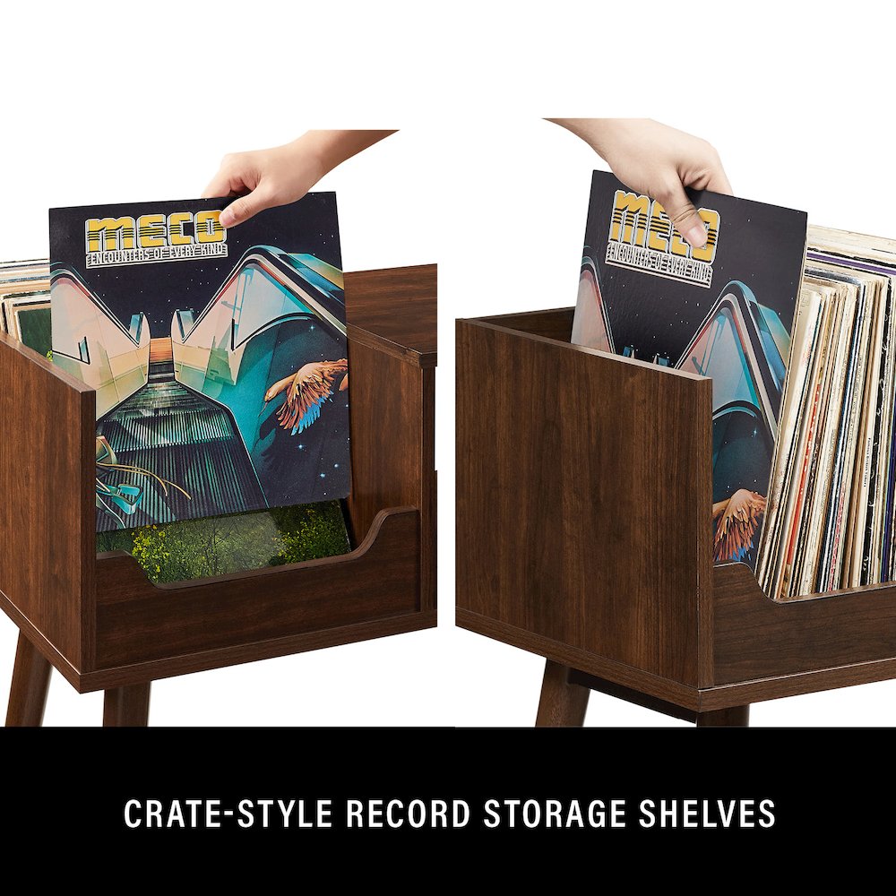 Memphis Medium Record Player Stand With Vinyl Storage Brown