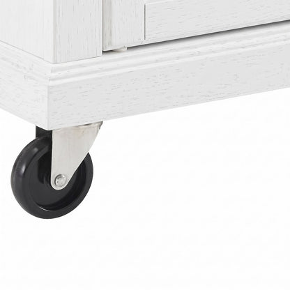FurniFact Kitchen Island with Faux Marble Top and Drawers, Distressed White