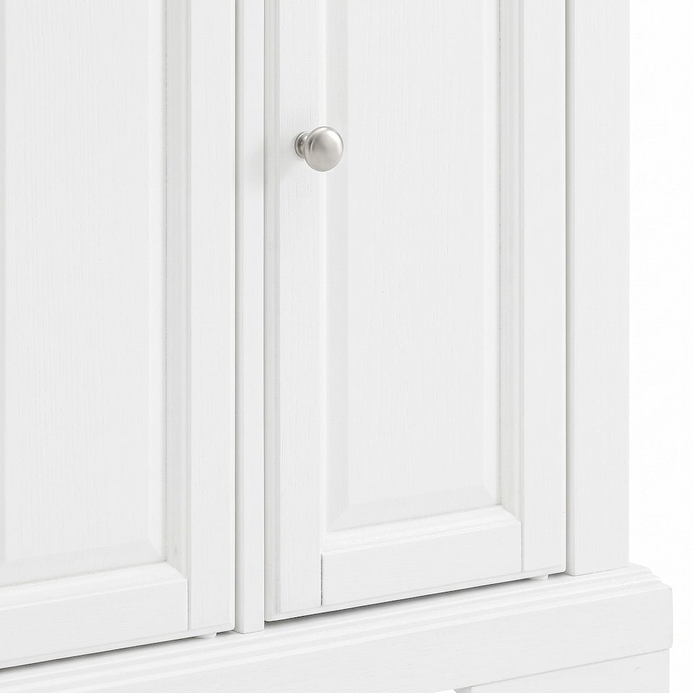 FurniFact Kitchen Island with Faux Marble Top and Drawers, Distressed White
