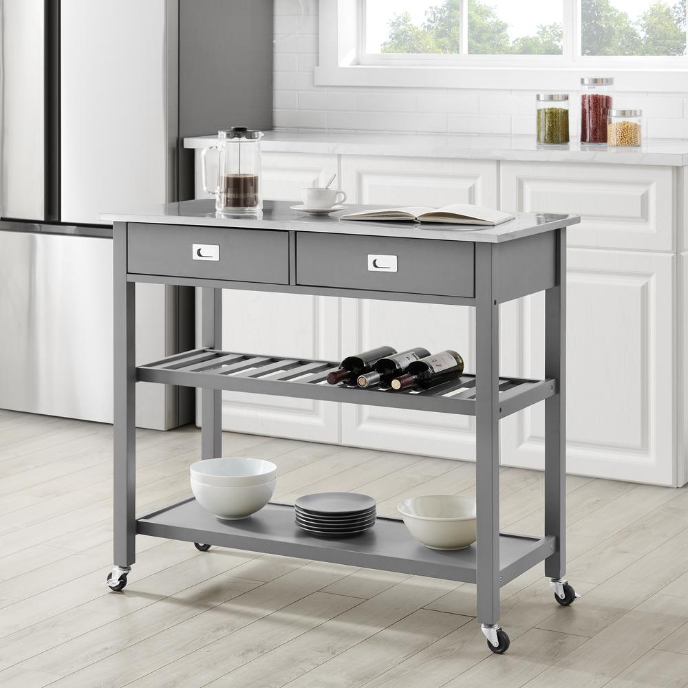 Chloe Stainless Steel Top Kitchen Island/Cart