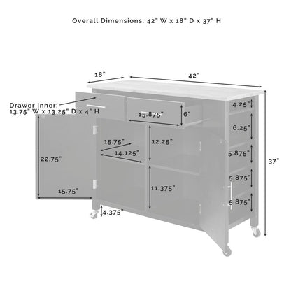 Savannah Wood Top Full-Size Kitchen Island/Cart