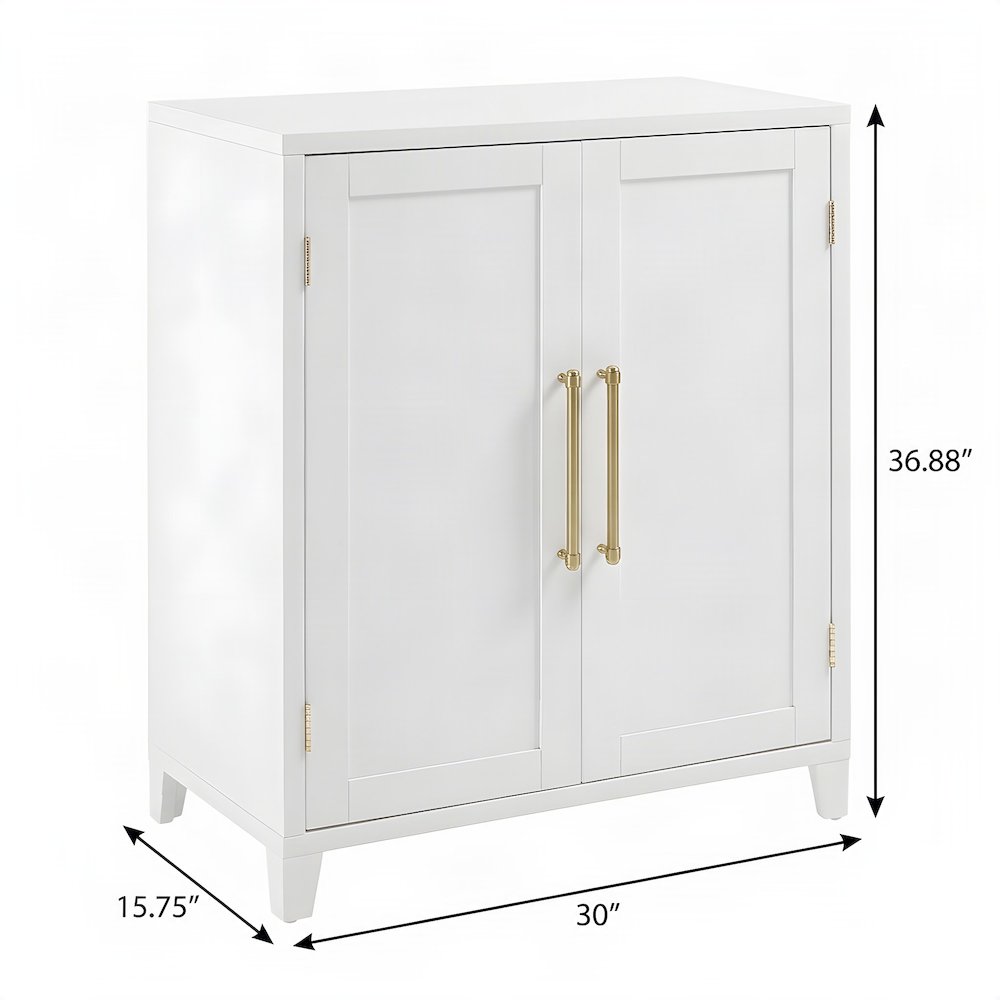 FurniFact Pantry Storage Cabinet with Stackable Double-Door Design, White
