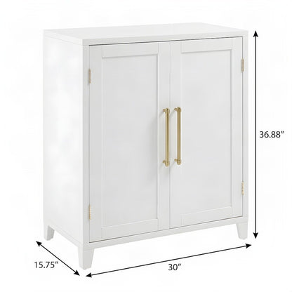 FurniFact Pantry Storage Cabinet with Stackable Double-Door Design, White