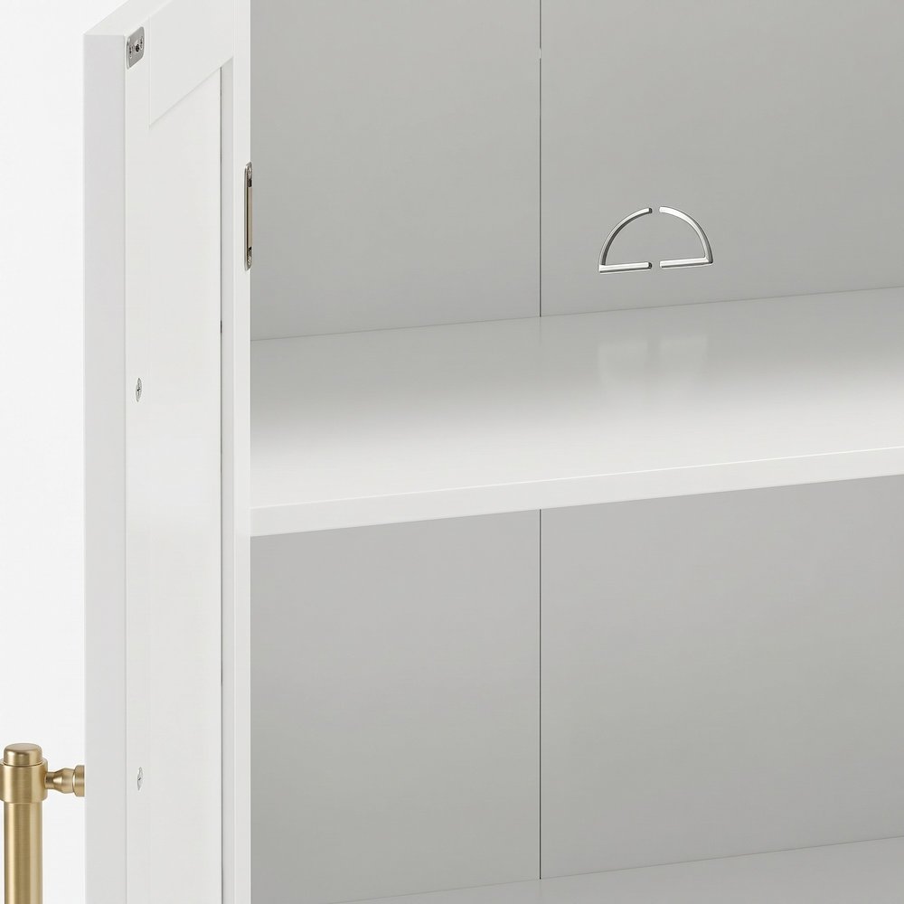 FurniFact Pantry Storage Cabinet with Stackable Double-Door Design, White