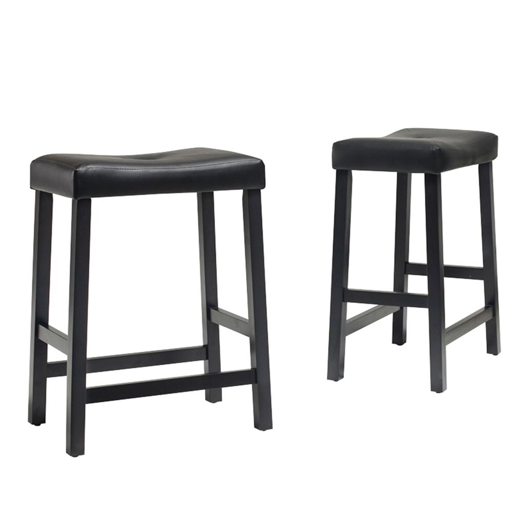 Upholstered Saddle Seat 2Pc Counter Height Bar Stool Set - 2 Stools