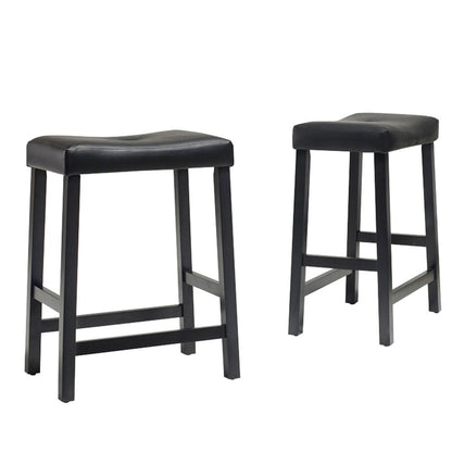 Upholstered Saddle Seat 2Pc Counter Height Bar Stool Set - 2 Stools