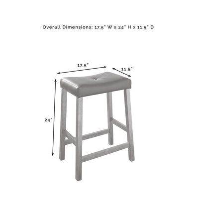 Upholstered Saddle Seat 2Pc Counter Height Bar Stool Set - 2 Stools