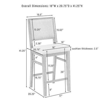 Joanna 2-Piece Upholstered Counter Height Bar Stool Set - 2 Stools