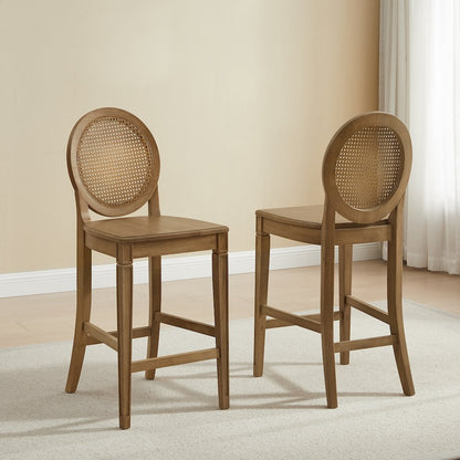 Katia 2-Piece Cane-Back Counter Stool Set - 2 Cane-Back Counter Stools