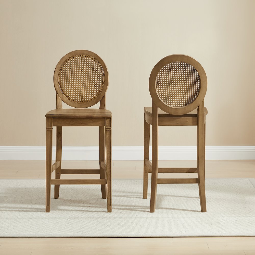 Katia 2-Piece Cane-Back Counter Stool Set - 2 Cane-Back Counter Stools