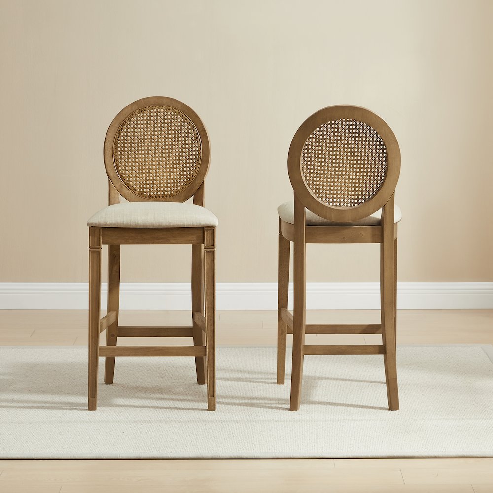 Katia 2-Piece Cane-Back Counter Stool Set - 2 Cane-Back Counter Stools