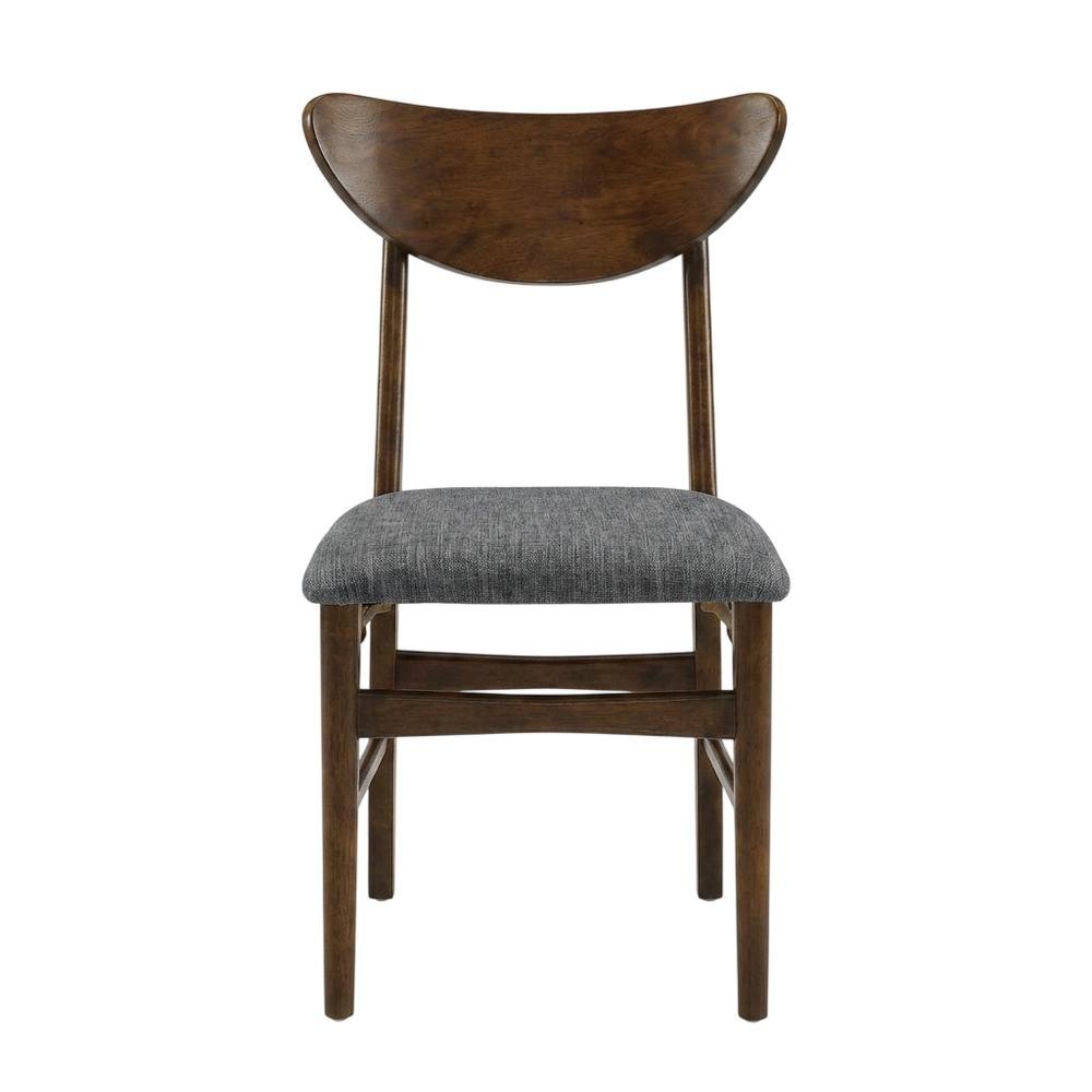 Wood Dining Chairs with Upholstered Seats and Curved Backrest, Set of 2