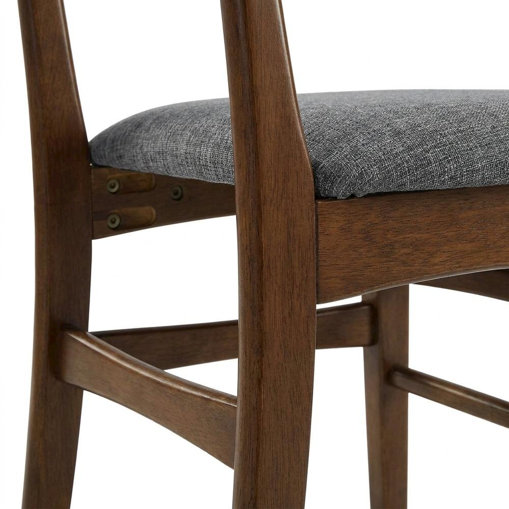 Wood Dining Chairs with Upholstered Seats and Curved Backrest, Set of 2