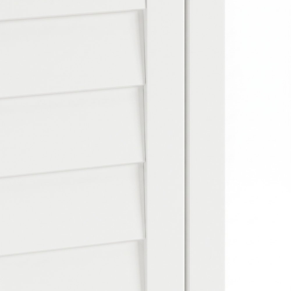 FurniFact Corner Storage Cabinet with Louvered Door and Two Shelves, White