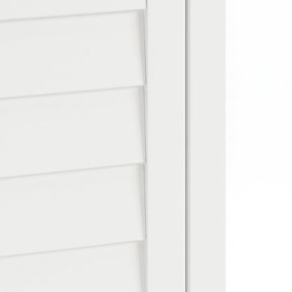 FurniFact Corner Storage Cabinet with Louvered Door and Two Shelves, White