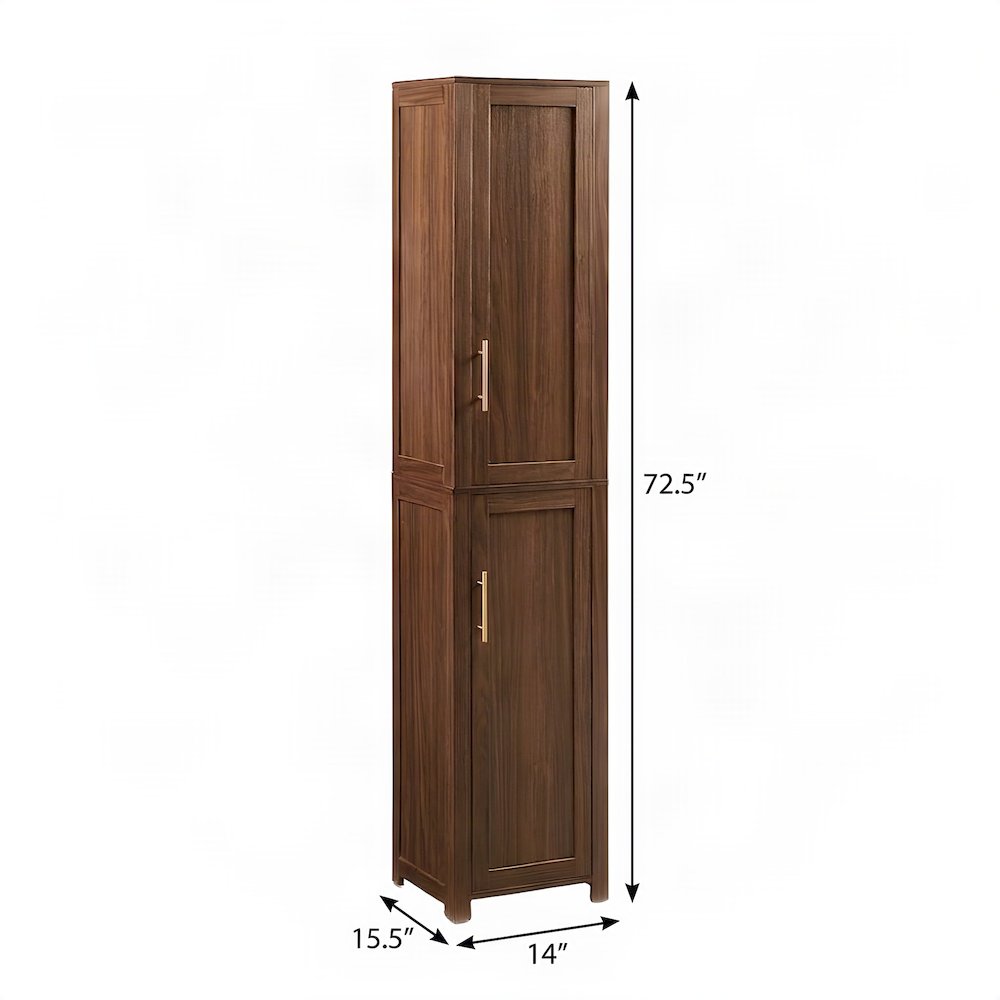 FurniFact Linen Storage Cabinet with Adjustable Shelves and Doors, Walnut