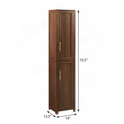 FurniFact Linen Storage Cabinet with Adjustable Shelves and Doors, Walnut