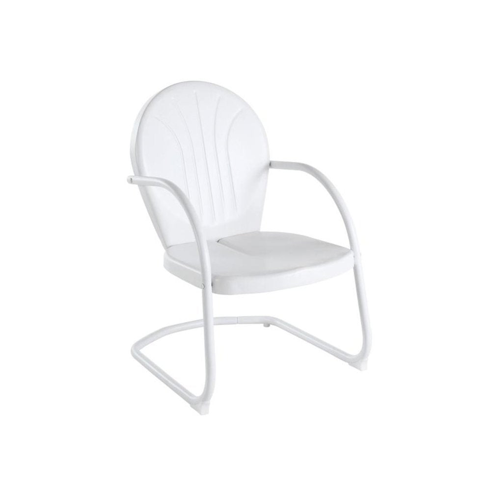 White Metal Patio Chair with Gloss Finish – Decorative Retro Style