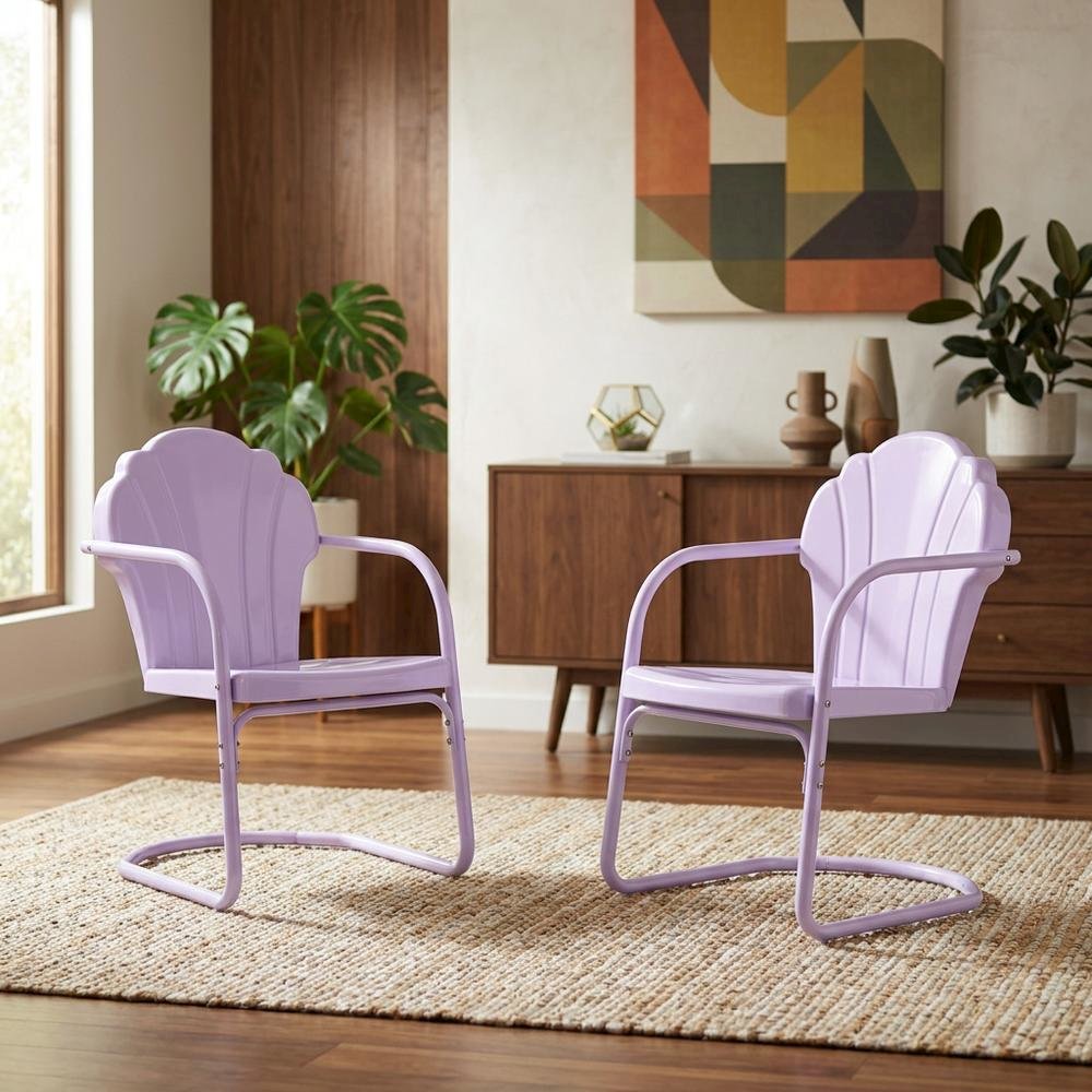 Retro Outdoor Chair Set with 2 Casual Side Chairs for Patio Garden Relaxation