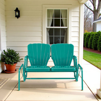 Turquoise Outdoor Loveseat Glider – Retro Furniture Seating for Two People