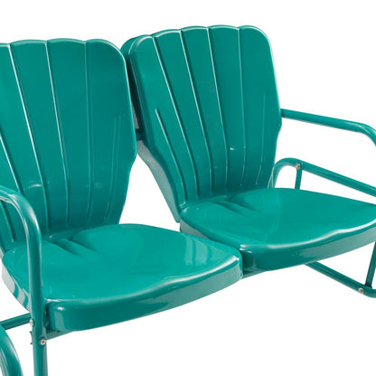 Turquoise Outdoor Loveseat Glider – Retro Furniture Seating for Two People