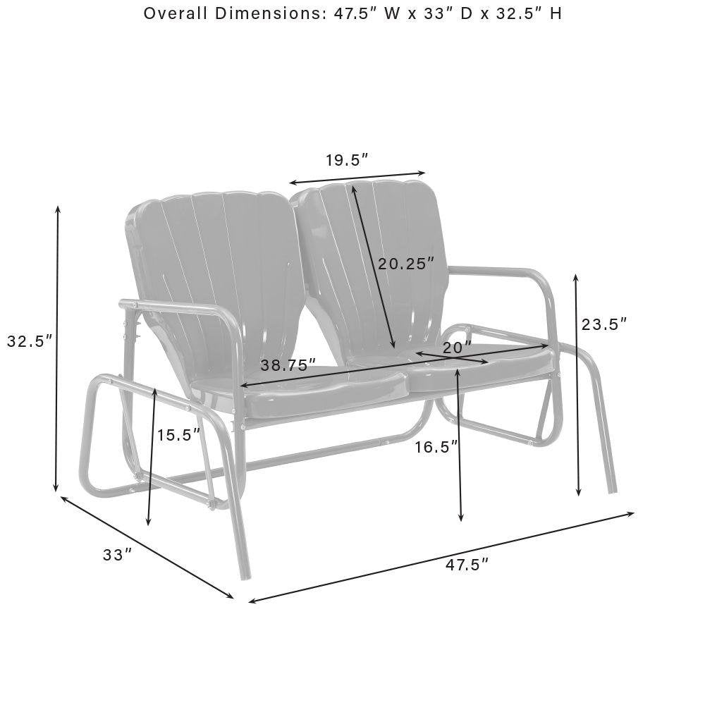 Turquoise Outdoor Loveseat Glider – Retro Furniture Seating for Two People