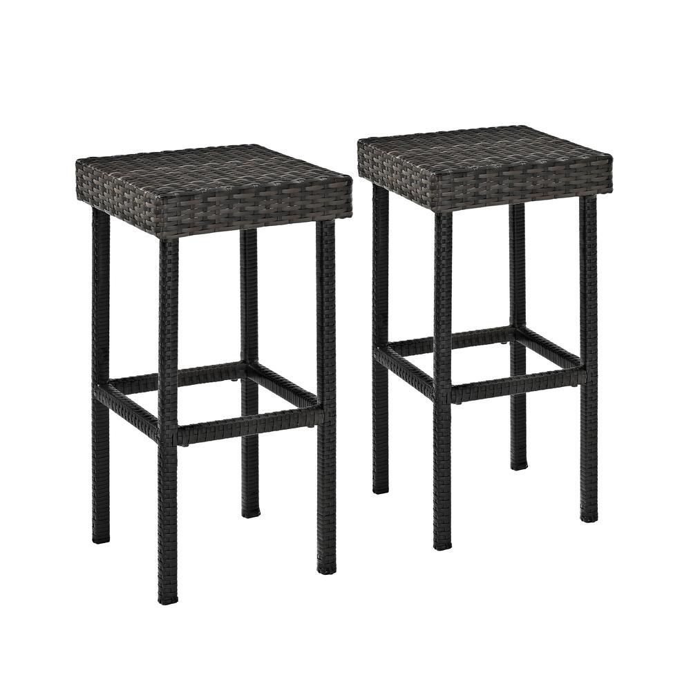 Palm Harbor 2Pc Wicker Backless Outdoor Bar Stool Set - 2 Stools
