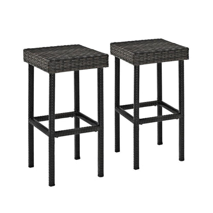 Palm Harbor 2Pc Wicker Backless Outdoor Bar Stool Set - 2 Stools