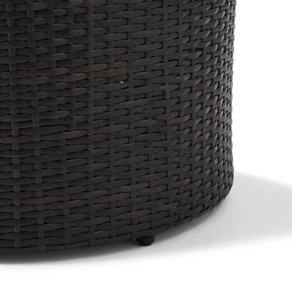 Wicker Round Coffee Table for Outdoor Patio Lounge with 33 lb Weight