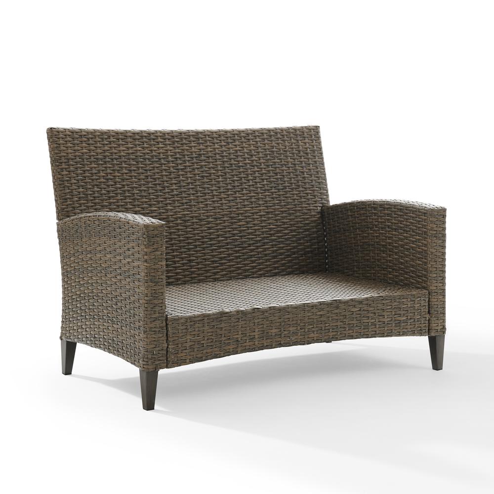 Rockport High Back Wicker Outdoor Loveseat