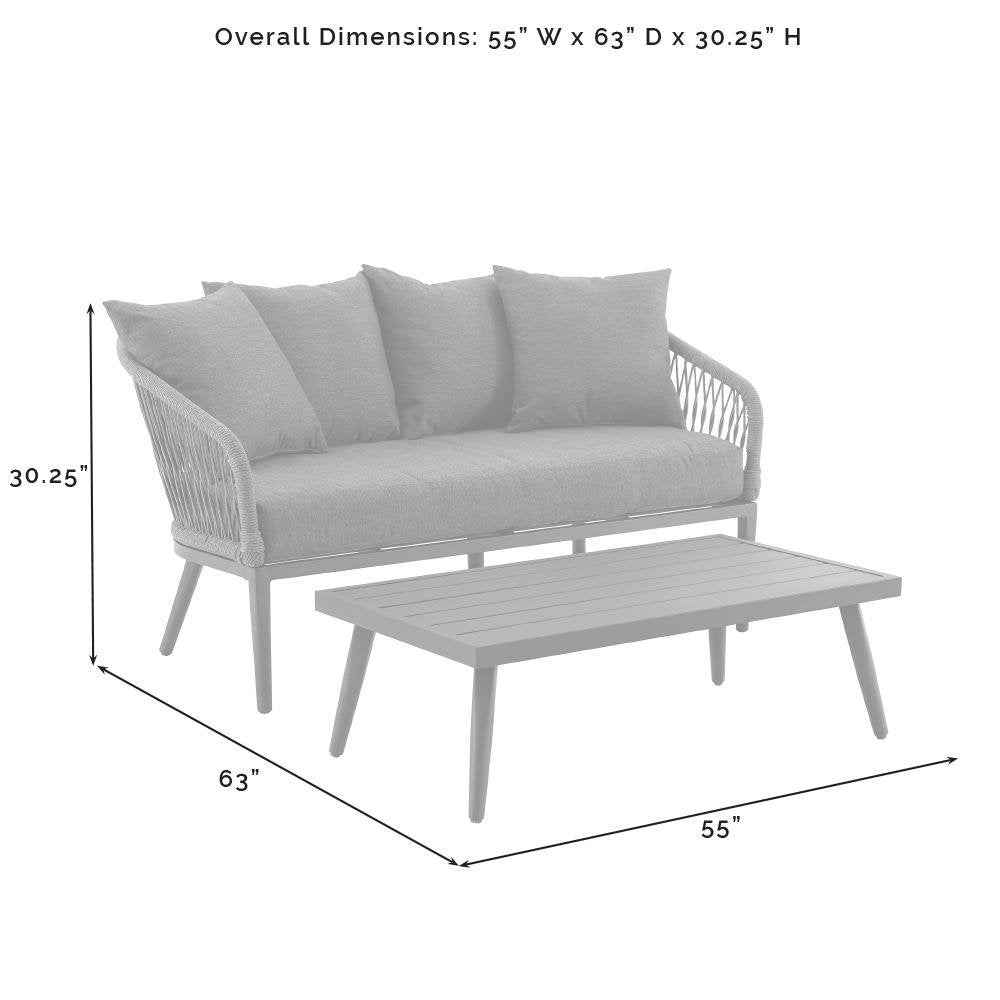 Gray Wicker Outdoor Loveseat and Coffee Table Patio Furniture Set for Two