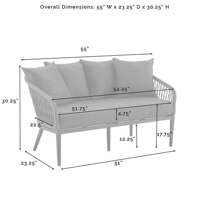 Gray Wicker Outdoor Loveseat and Coffee Table Patio Furniture Set for Two