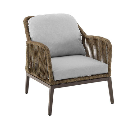 Light Brown Wicker Outdoor Patio Chairs Set of 2 with Cushions for Porch