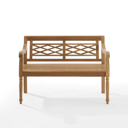 Teak Wood Garden Bench for Two People, Patio Bench for Indoor or Outdoor Use