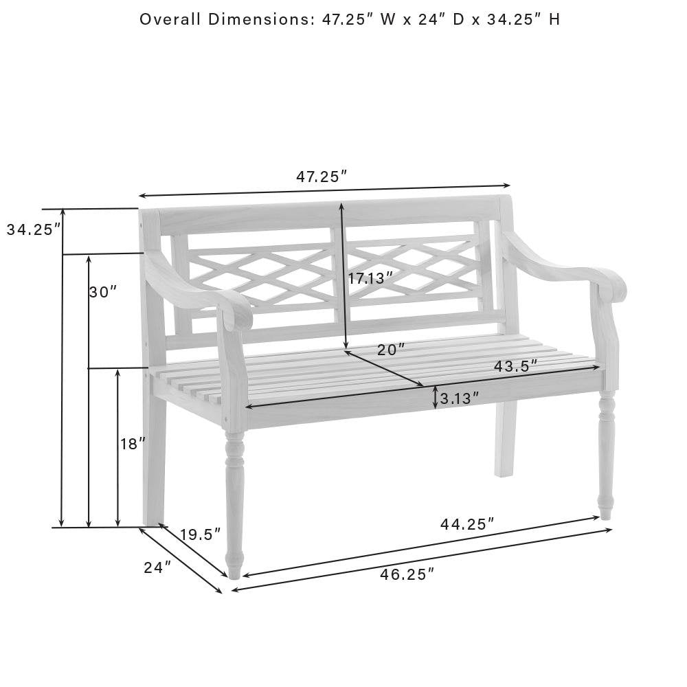 Teak Wood Garden Bench for Two People, Patio Bench for Indoor or Outdoor Use