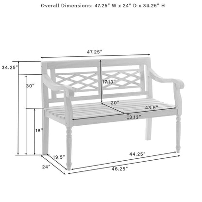 Teak Wood Garden Bench for Two People, Patio Bench for Indoor or Outdoor Use