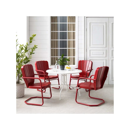 Ridgeland 5Pc Round Retro Outdoor Dining Set - Dining Table & 4 Chairs