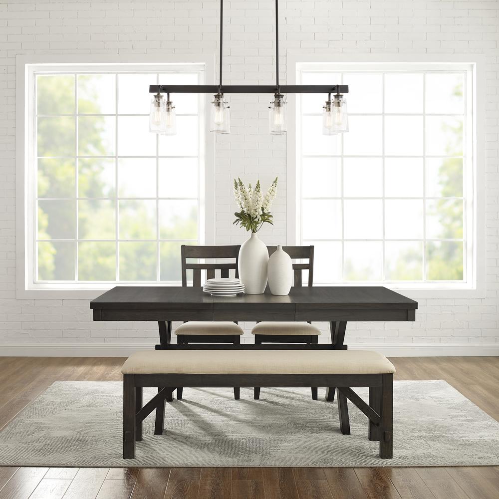 Hayden 4-Piece Dining Table Set For 5 - Table, Bench, & 2 Slat Back Chairs
