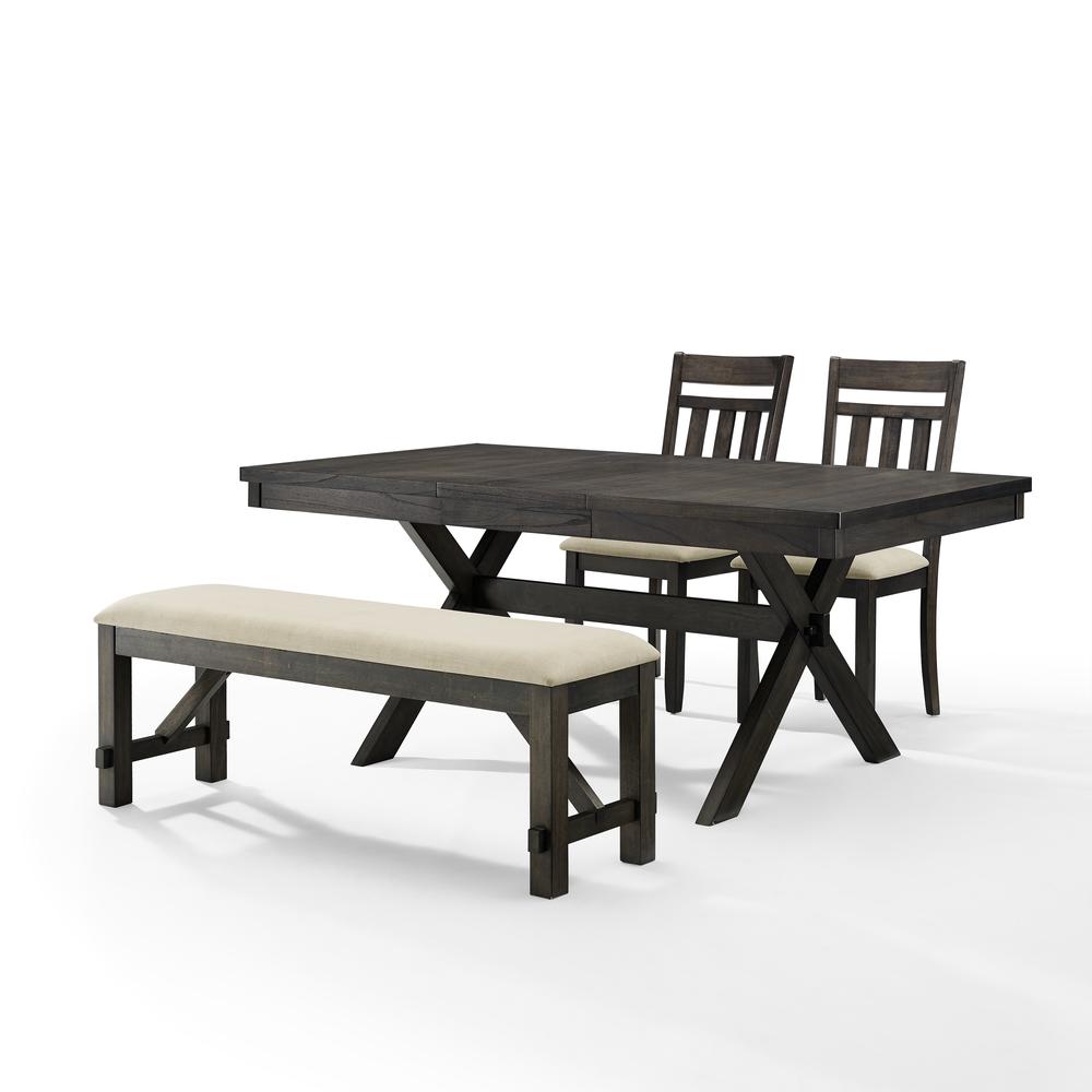 Hayden 4-Piece Dining Table Set For 5 - Table, Bench, & 2 Slat Back Chairs