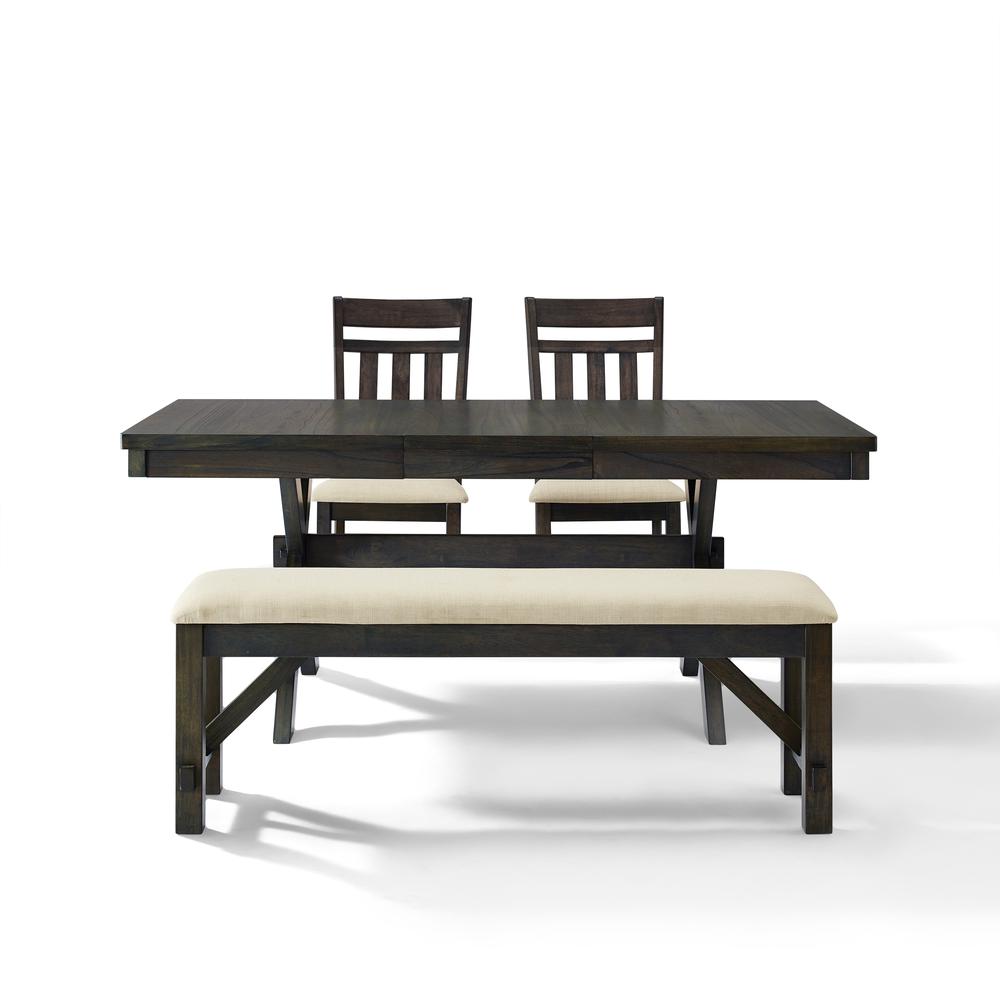 Hayden 4-Piece Dining Table Set For 5 - Table, Bench, & 2 Slat Back Chairs