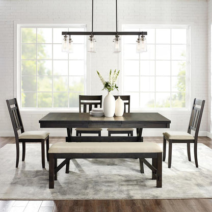 Hayden 6-Piece Dining Table Set For 7 - Table, Bench & 4 Slat Back Chairs