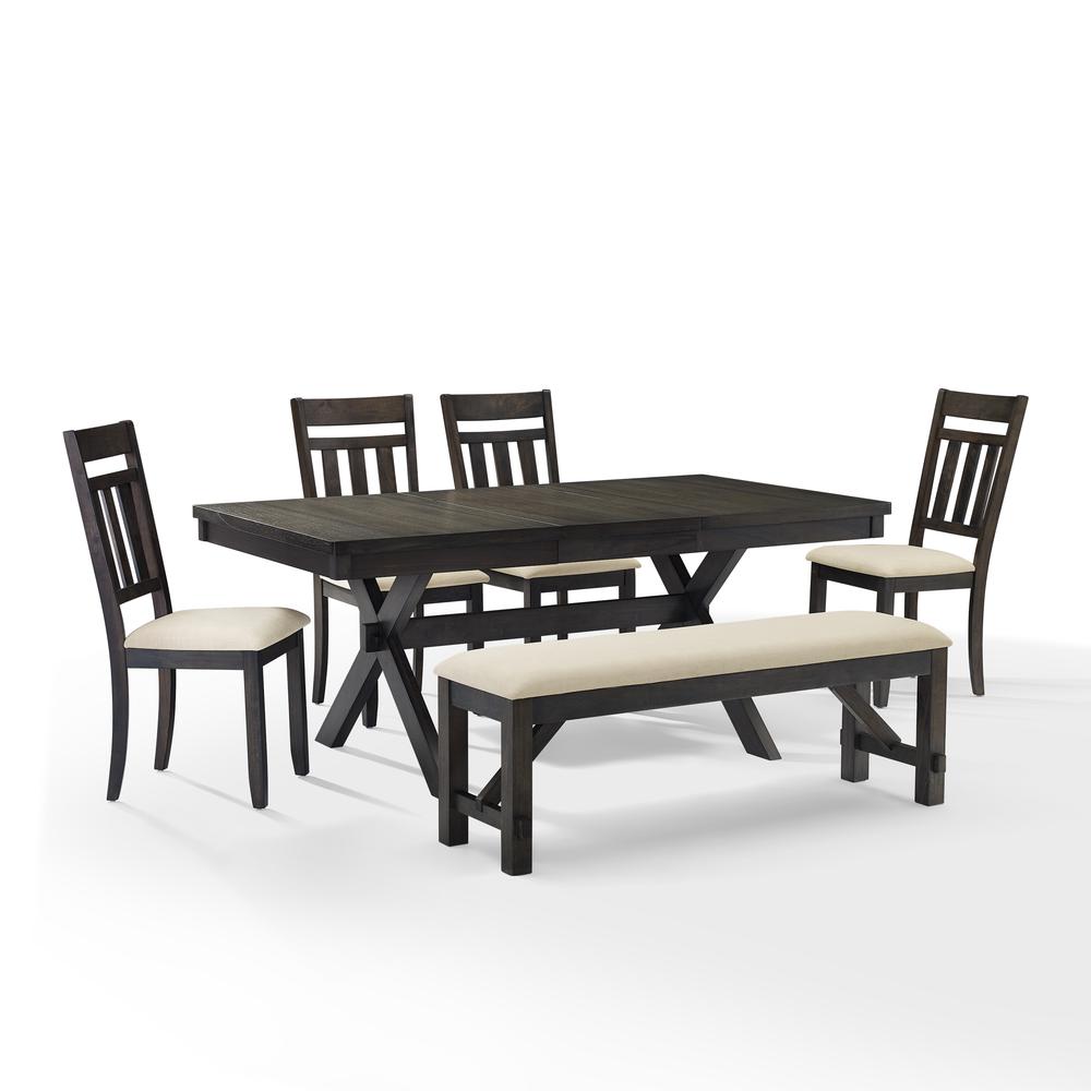 Hayden 6-Piece Dining Table Set For 7 - Table, Bench & 4 Slat Back Chairs