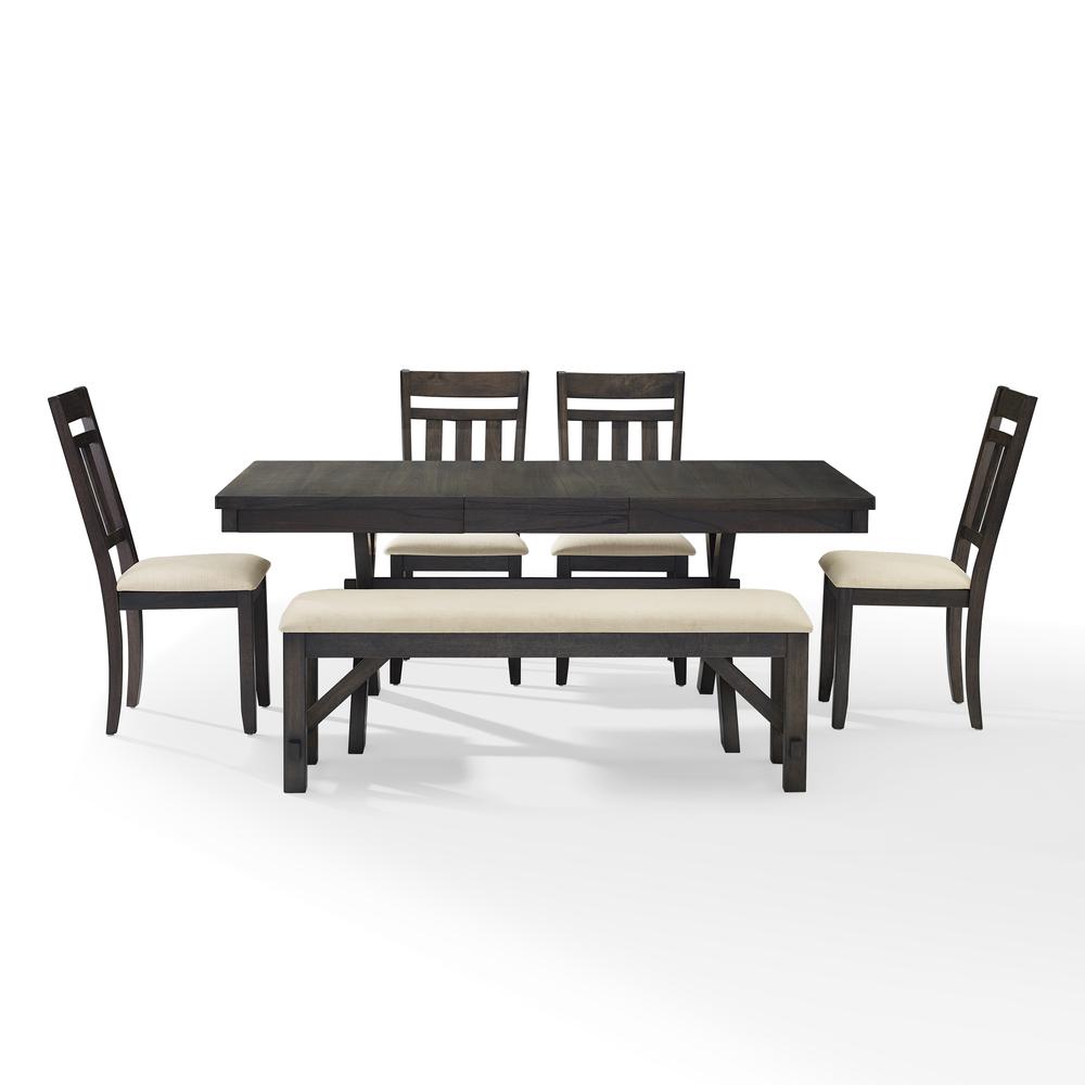 Hayden 6-Piece Dining Table Set For 7 - Table, Bench & 4 Slat Back Chairs