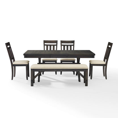 Hayden 6-Piece Dining Table Set For 7 - Table, Bench & 4 Slat Back Chairs